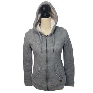 Roxy Sherpa lined gray sweatshirt hoodie Size S/P